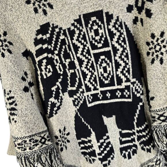 Elephant Knit Grey Poncho Sweater - Picture 4 of 10